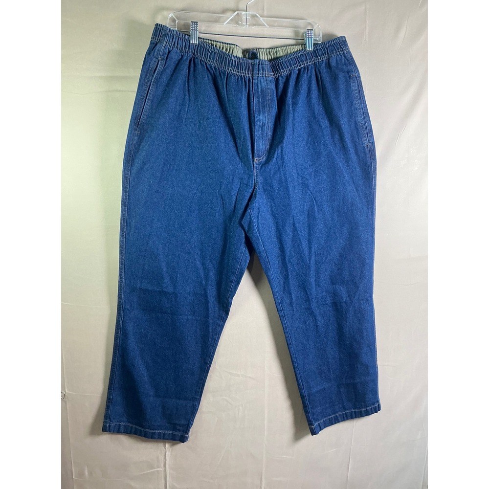 Active Joe Mens XL Denim Elastic Waist Pull On Pants Blue Cotton 058 Medium Wash